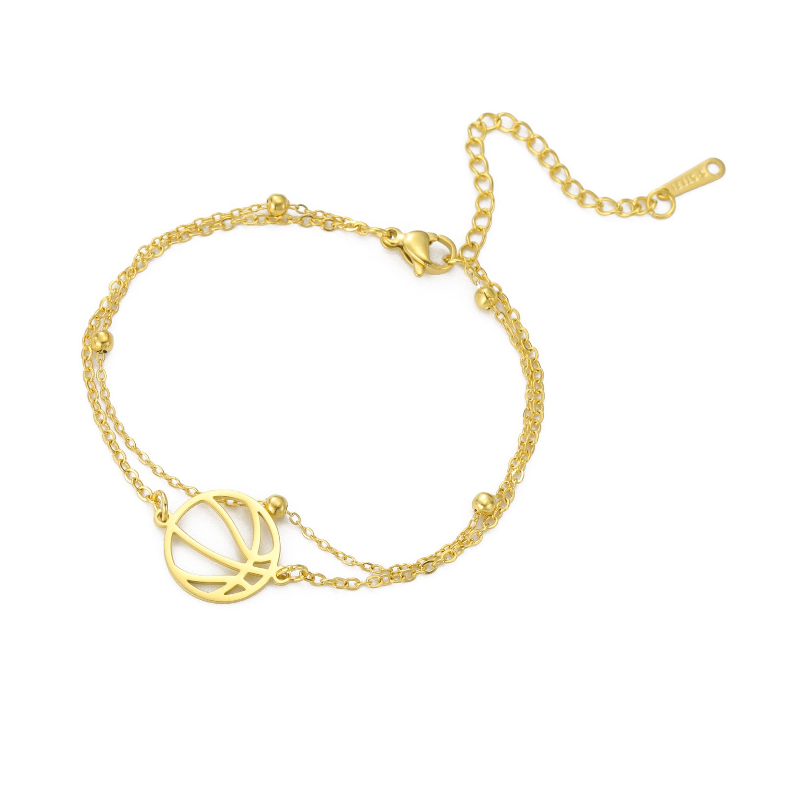 Wholesale Double Hole Volleyball Basketball Pendant Stainless Steel Bracelet